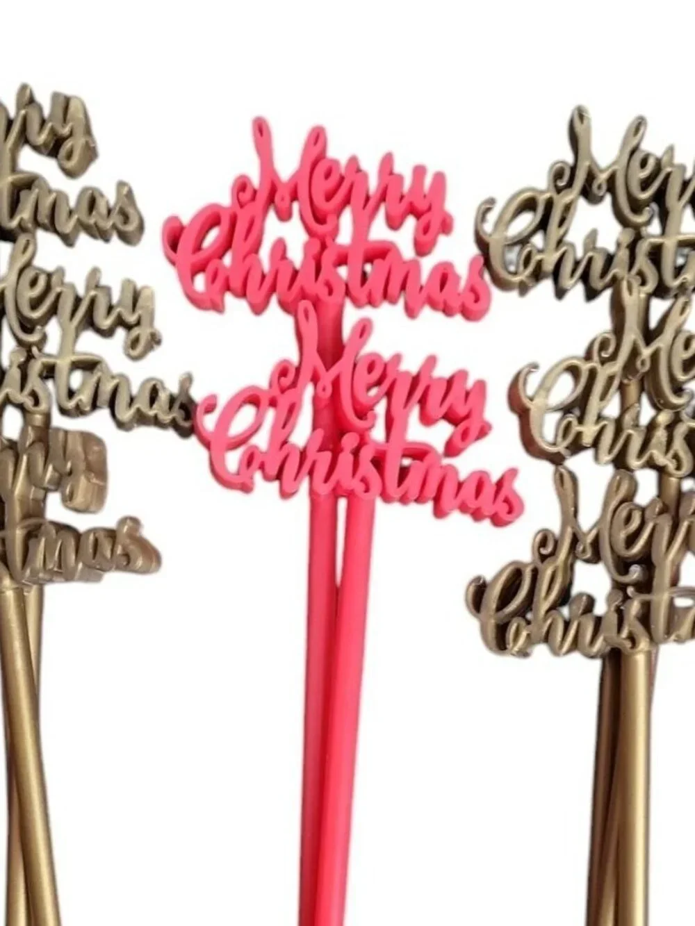 Merry Christmas Swizzle Stir Sticks Plastic Festive Holiday Drink 15 Red & Gold